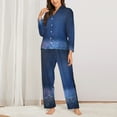 thumbnail image 2 of Lsque Retro Blue Glitter Pattern Long Sleeve Pajama Set for Women - Soft 2-Piece Sleepwear and Loungewear Set with Pockets, Comfy Nightwear-X-Large, 2 of 7