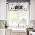 thumbnail image 3 of Merry Christmas Kitchen Curtains and Valances Set, Green Black Xmas Tree Red Floral Border Rod Pocket Window Valance 18 Inch Window Curtain Panels for Living Room Bedroom Laundry, 27.5x36in, 3 Pieces, 3 of 7