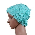 thumbnail image 4 of TELOLY 3D Vintage Floral Ladies Swim Cap,Women's Petal Retro Swimming Hat Flower Bathing Cap for Long/Short Hair,Light Blue, 4 of 6