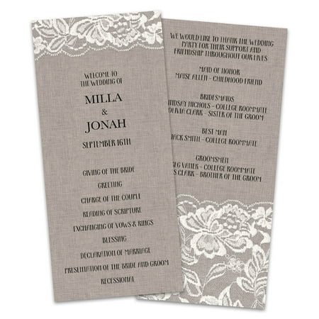 Personalized Burlap And Lace Wedding Program Walmart Com