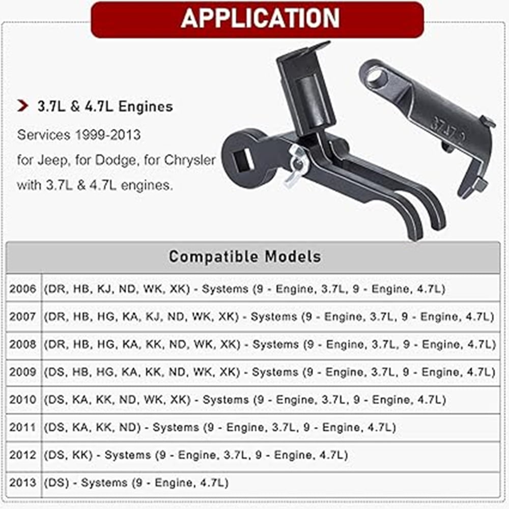 Rocker Arm Remover/Installer & Valve Spring Compressor Tool for 1999-2013 Jeep, Dodge, for Chrysler with 3.7L & 4.7L Engines, 3/8 Inch Drive Replace for 3747-1 10102 8426 8387 8516A