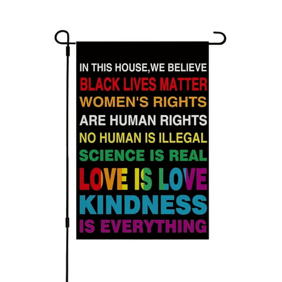 Pride Garden Flag 12 X 18 Inch Vertical Double Sided in This House We Believe Pride Gay Lesbian LGBTQ Pansexual Flag Yard Flag Outdoor Decorations