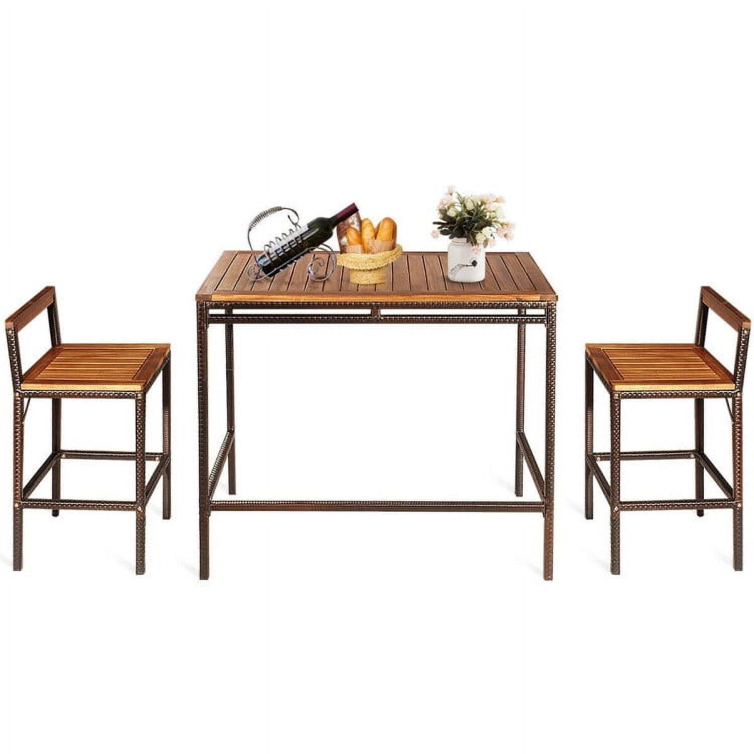 Aimee Lii 3 Pieces Patio Rattan Wicker Bar Dining Furniture Set, Outdoor Patio Furniture Aimee Lii 3 Pieces Patio Rattan Wicker Bar Dining Furniture Set, Outdoor Patio Furniture