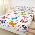 thumbnail image 3 of Homewish Kawaii Dreamy Butterfly Bed Sheets for Kids, Cute Cherry Blossoms King Sheets, Cartoon Love Heart Sheet Set, Ultra Soft Bedroom Decor, 4-Piece, 3 of 7