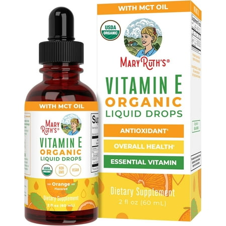 MaryRuth's Vitamin E Liquid Drops for Adults & Kids, Vegan, Non-GMO, Sugar Free, 2 fl oz / 60 ml