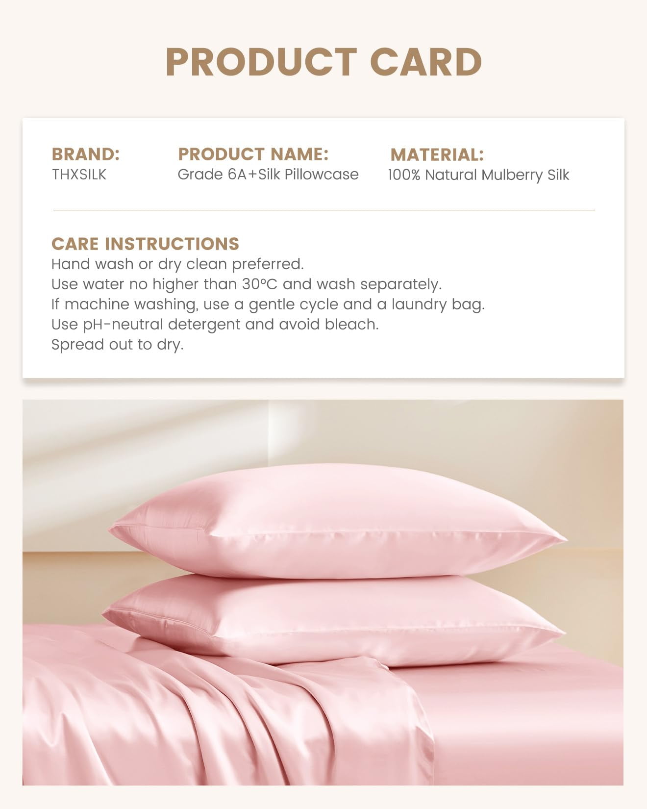 THXSILK 19 Momme Silk Pillowcase, Mulberry Silk Pillow Case with Hidden Zipper, Both Sided 100% Natural Mulberry Silk, Standard Size(20"x26"), Charming Pink