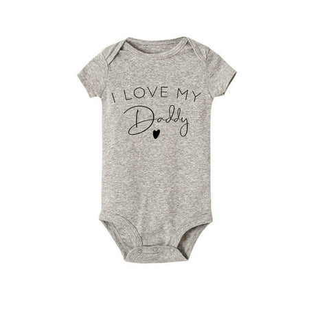 

I Love My Daddy/auntie/mommy/uncle Boys Girls Newborn Baby Bodysuit Newborn Casual Round Neck Jumpsuit Funny Print Clothes