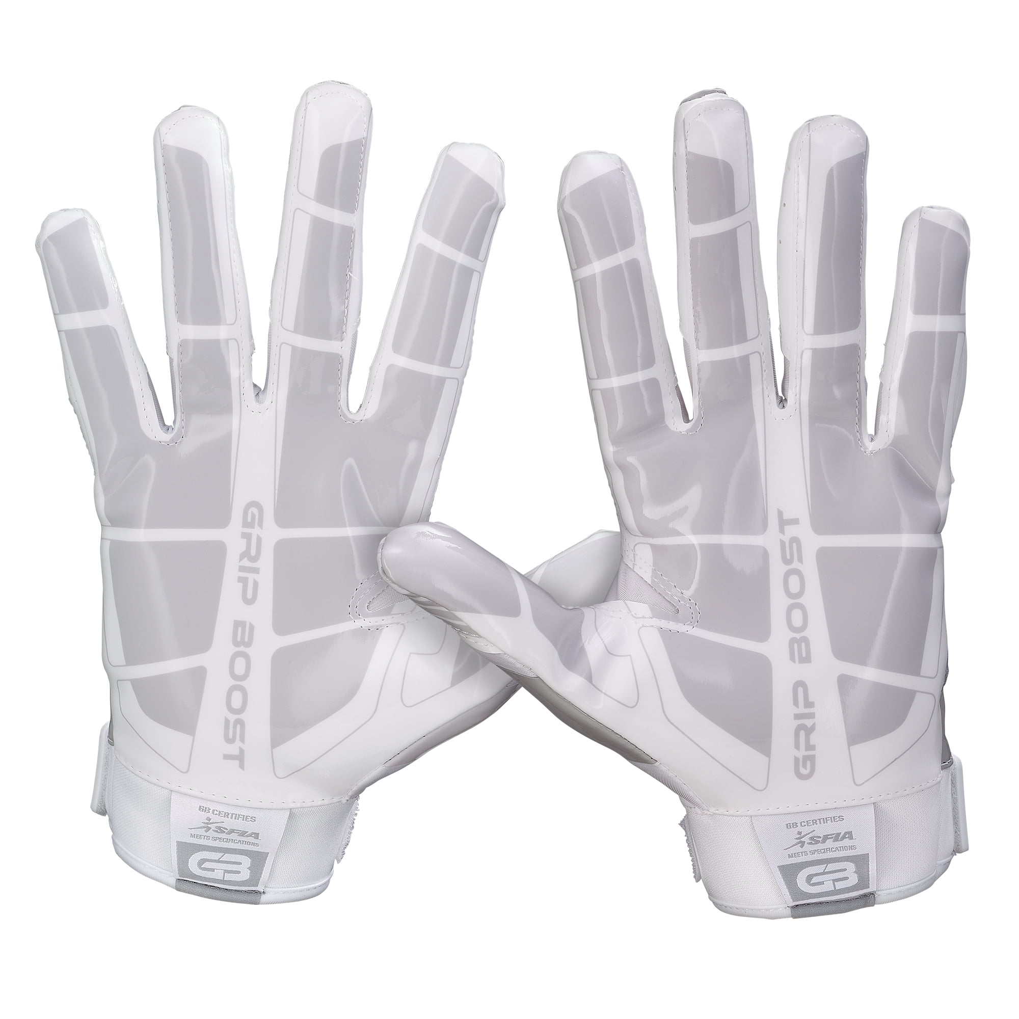 Grip Boost Cheetah Stealth 5.0 Football Gloves - Adult Sizes, White Cheetah / Medium