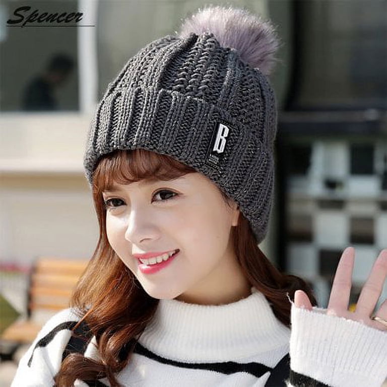 Spencer Winter 2Pcs Pom Pom Cable Beanie Hat Scarf Set Soft  display picture 3