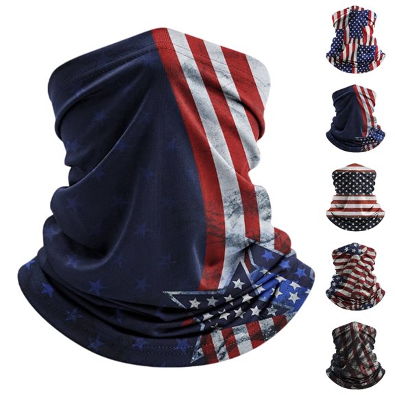 WHEANG UPF 50 Fishing Neck Gaiter for Men Women Fashion July 4th Patriotic Face Cover Star Stripe Print Neck Gaiter Outdoor Sports Neck Gaiter One Size Color Red