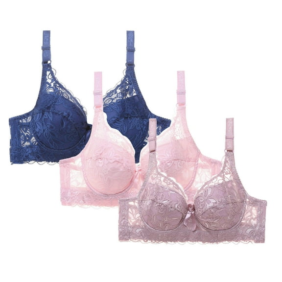 SPZTSX 3 Pack Minimizer Bra Sets for Women - Plus Size Lace Bra Womans Full Coverage Bras Unlined Underwire Bra