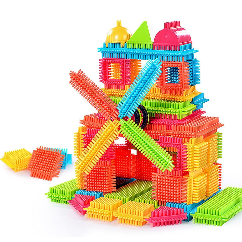 150PCS Bristle Shape 3D Building Blocks Tiles Construction Playboards Toys 