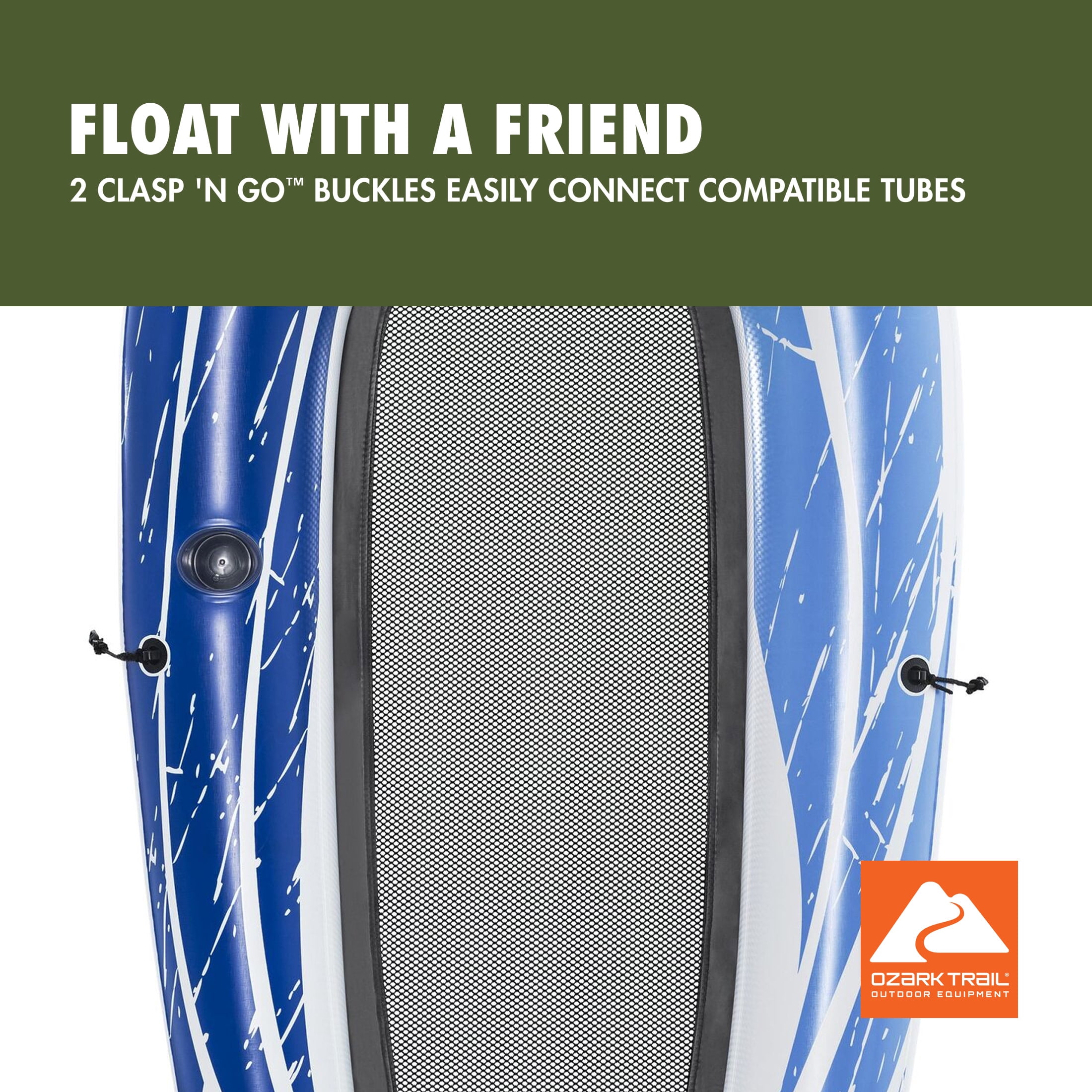 Ozark Trail Sol Venture Blue Mesh Single Lounge Float, 74 in