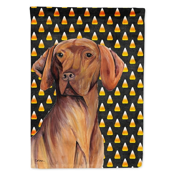 Vizsla Candy Corn Halloween Portrait Garden Flag