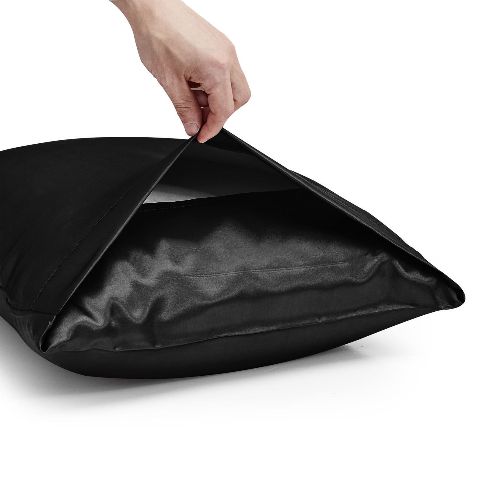 Hvmvliv Silk Pillowcase Satin Pillowcase Pillowcases Standard Size Set of 2 Luxury and Soft Satin Pillowcovers 2 Pack (20x30 Inches) Black