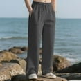 thumbnail image 2 of KyCheLot Men's Loose Casual Pants with Pockets Soft Drawstring Elastic Mid Waist Straight Leg Comfy Trousers, 2 of 7