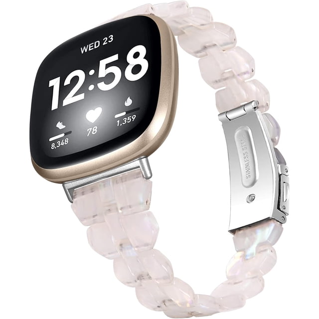 REQO Bracelet de Montre en Résine Compatible pour Fitbit Versa 4/Sense 2 Bracelets de Remplacement, Bracelet Réglable avec Boucle en Acier Inoxydable pour Fitbit Sense 2/Versa 4/Versa 3 pour Femmes Hommes