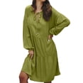 thumbnail image 1 of VEKDONE Womens Long Sleeved High Waisted Loose Solid Color Patchwork Skirt Mid Length Strap Sundress Green XL, 1 of 8