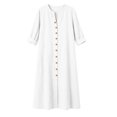 thumbnail image 3 of qafoshin Fall Dresses for Women V Neck Button Down Loose Dress Solid Color Casual Long Dress, 3 of 6
