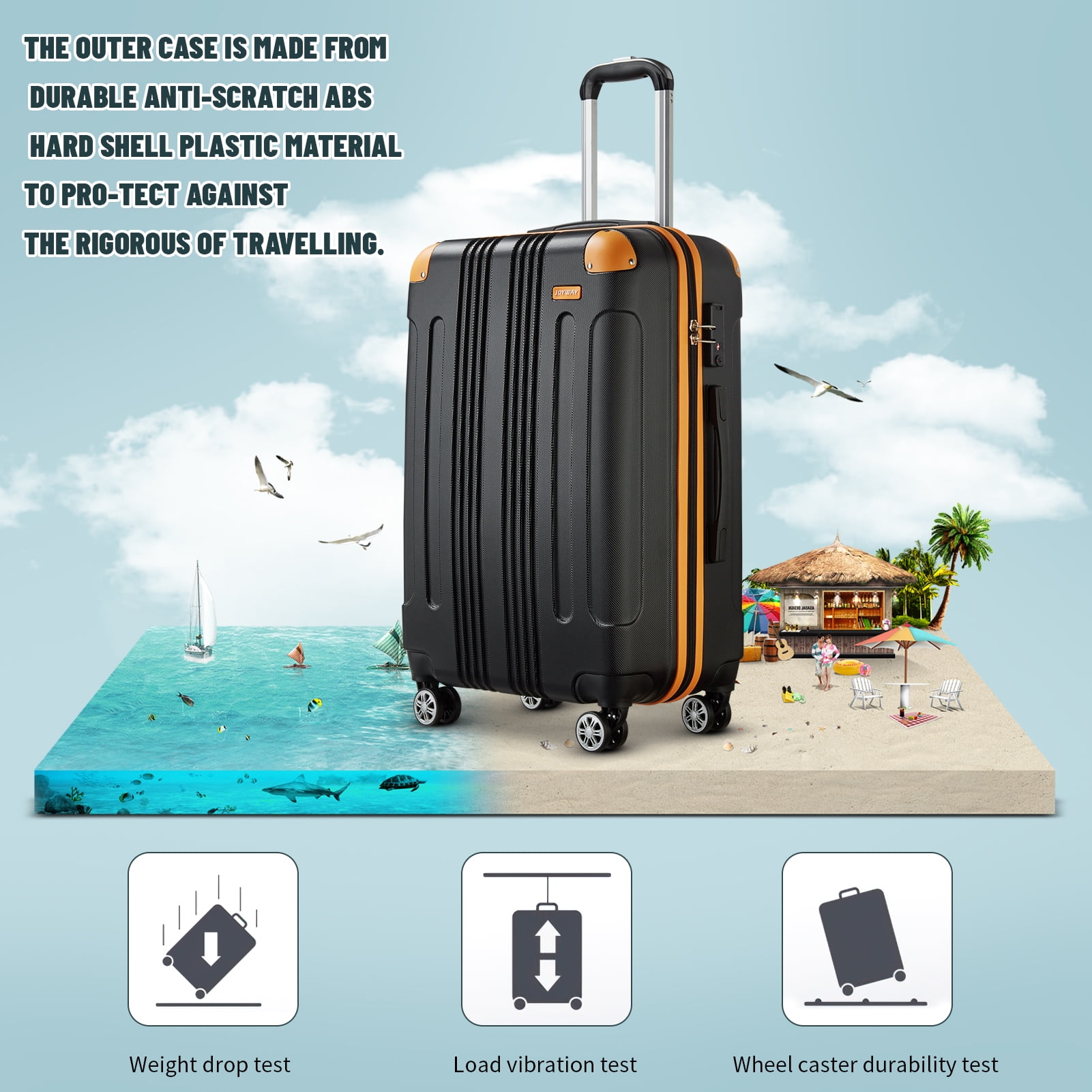 Joyway Carry-on Luggage,22x14x9 Airline Approved, Rolling Luggage With ...