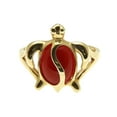 thumbnail image 4 of Genuine natural red coral ring Hawaiian honu turtle solid 14k yellow gold size 5 to 12, 4 of 5