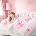 thumbnail image 4 of meiyoeat Cute Coquette Bow 7 Pieces Full Size Bedding Sets For Kids,Pink Bowknot Initial Letter K Full Size Bed in a Bag,Pink Reversible, 4 of 7