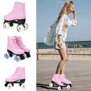 EONROACOO Pink Roller Skates for Women, Adult Light up Quad Skates(Women 7/Men 5.5)