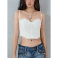 thumbnail image 3 of Lnzyyephy Women Bustier Camisole Lace Trim Cropped Corset Tops Zip Backless Shirt Summer Tank Tops for Streetwear Clubwear, 3 of 9