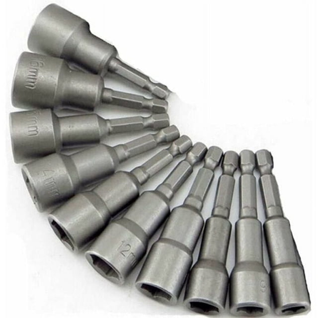 10 puntas de destornillador magnético: puntas de impacto magnéticas de 6-19 mm, adaptador de puntas hexagonales de 1,4"