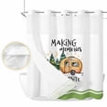 thumbnail image 2 of Camping No Hook Shower Curtain Waterproof, Bathroom Curtains with Snap in Liners and See Through Top Window, Fall Summer Nature Forest Car Tree Moon Hotel Style Bathtub Curtains Shower 66"Wx72"L, 2 of 8