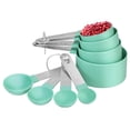 thumbnail image 1 of Measuring Cups and Spoons Set, 8 Piece Stackable Stainless Steel Handle Accurate Tablespoon for Measuring Dry and Liquid Ingredients Small Teaspoon with Plastic Head (8, PaleTurquoise), 1 of 4
