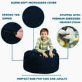 thumbnail image 5 of Chill Sack Bean Bag Chair, Memory Foam Lounger with Microsuede Cover, Kids, 2 ft, Navy, 5 of 8