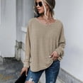 thumbnail image 2 of Annhoo Long Sleeve Shirts for Women Plus Size Casual Solid V Neck Tops Fall Loose Going out Blouse Tees, 2 of 6