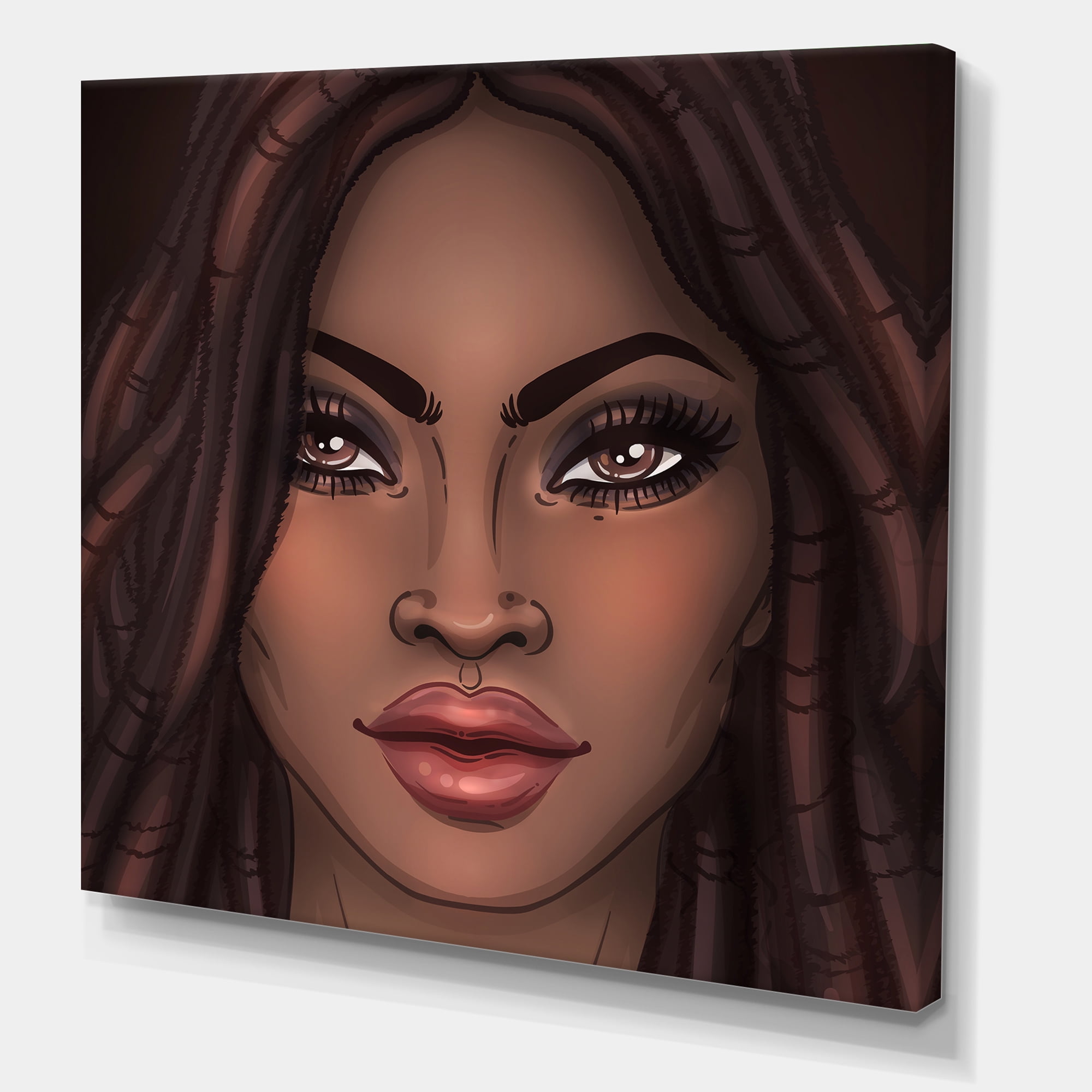 Portrait of Afro American Woman I 30 in x 30 in Painting Canvas Art Print, by Designart