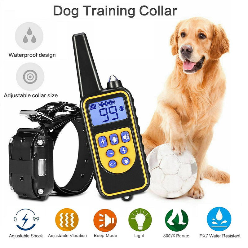 Dog Training Collar Shock Remote Waterproof Rechargeable 880 Yard Pet Large New 