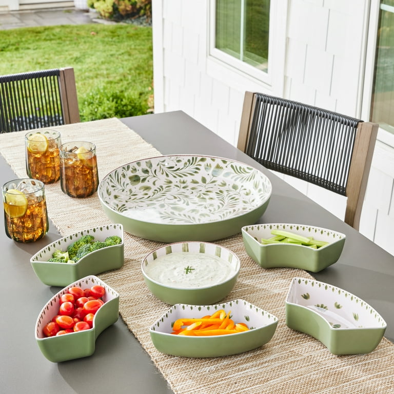 Better Homes & Gardens Green Bamboo Melamine Chip and Dip Tray