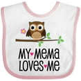 thumbnail image 3 of Inktastic Mema Loves Me Girl Owl Girls Baby Bib, 3 of 4