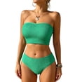 thumbnail image 2 of 2 Piece Bikini Set Tummy Control Strapless Swimsuit High Waisted Smocked Bandeau 2026 Summer Beach Swim Bathing Suits, S, 2 of 6