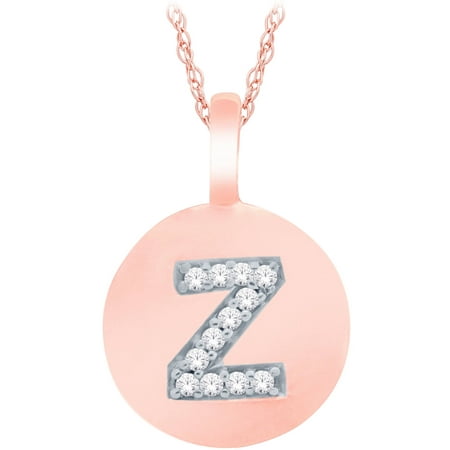 Diamond Accent 14kt Rose Gold Initial Z Alphabet Letter Pendant, 18 Chain
