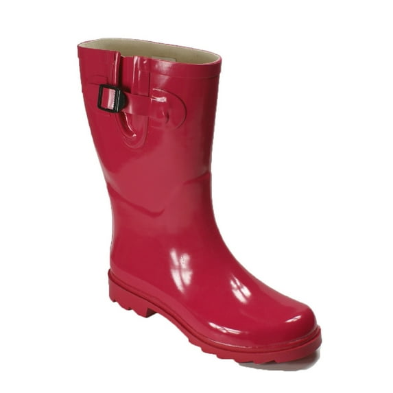 OwnShoe Womens Multiple Styles Rain Snow Winter Flat Rubber Mid Calf Short Rainboot