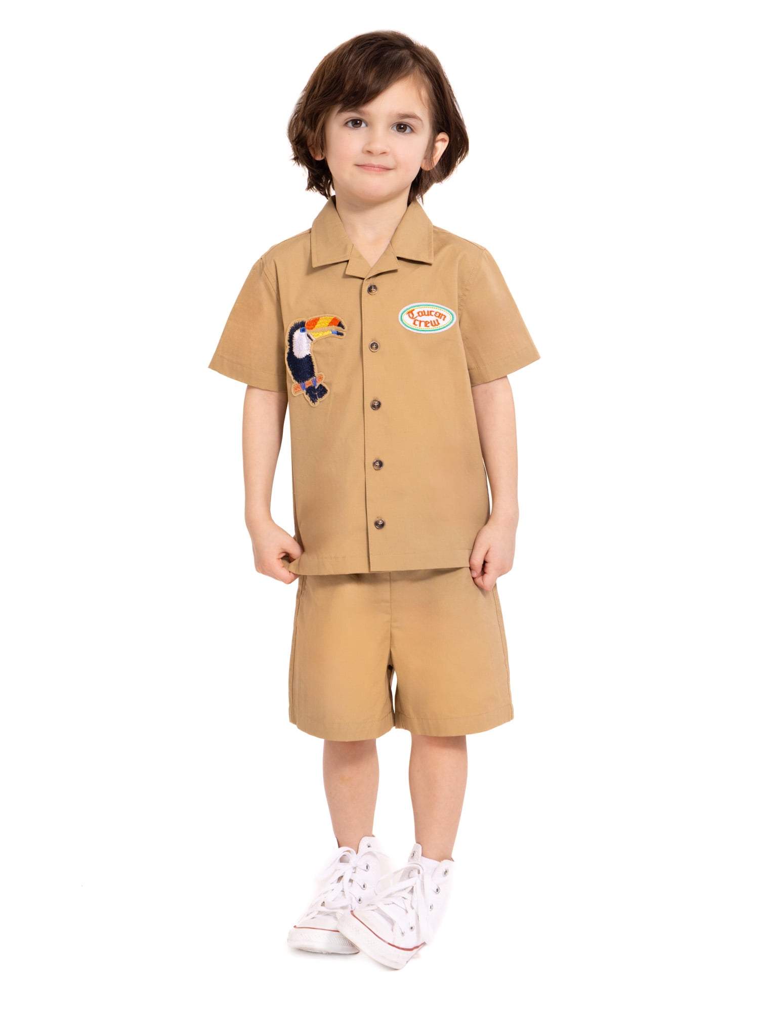 Wonder Nation Toddler Boys Short Sleeve Button Shirt and Matching Shorts Set, 2-Piece, Sizes 12M-5T