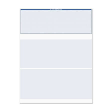 Blank Blue Computer Checks / 8.5" x 11" Blank Business Checks / 250 Laser And Ink Jet Checks With Perforated Vouchers / Made In The USA