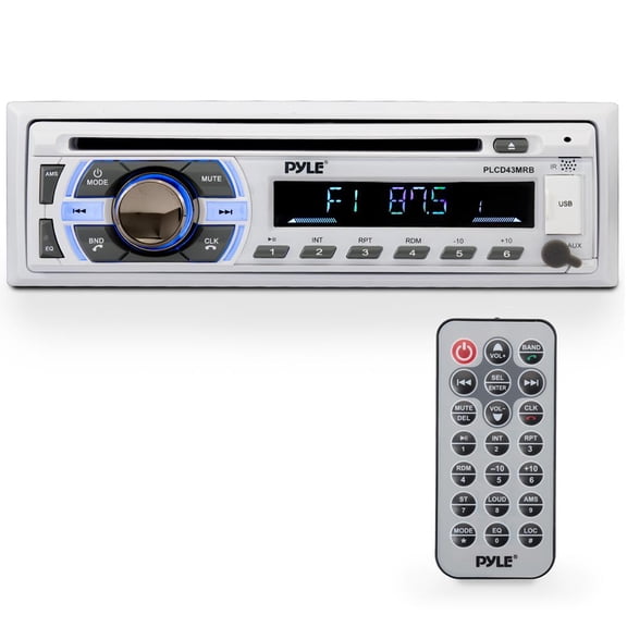 Pyle Boat Bluetooth Marine Stereo Receiver - Marine Head Unit Din Single Stereo Speaker Receiver