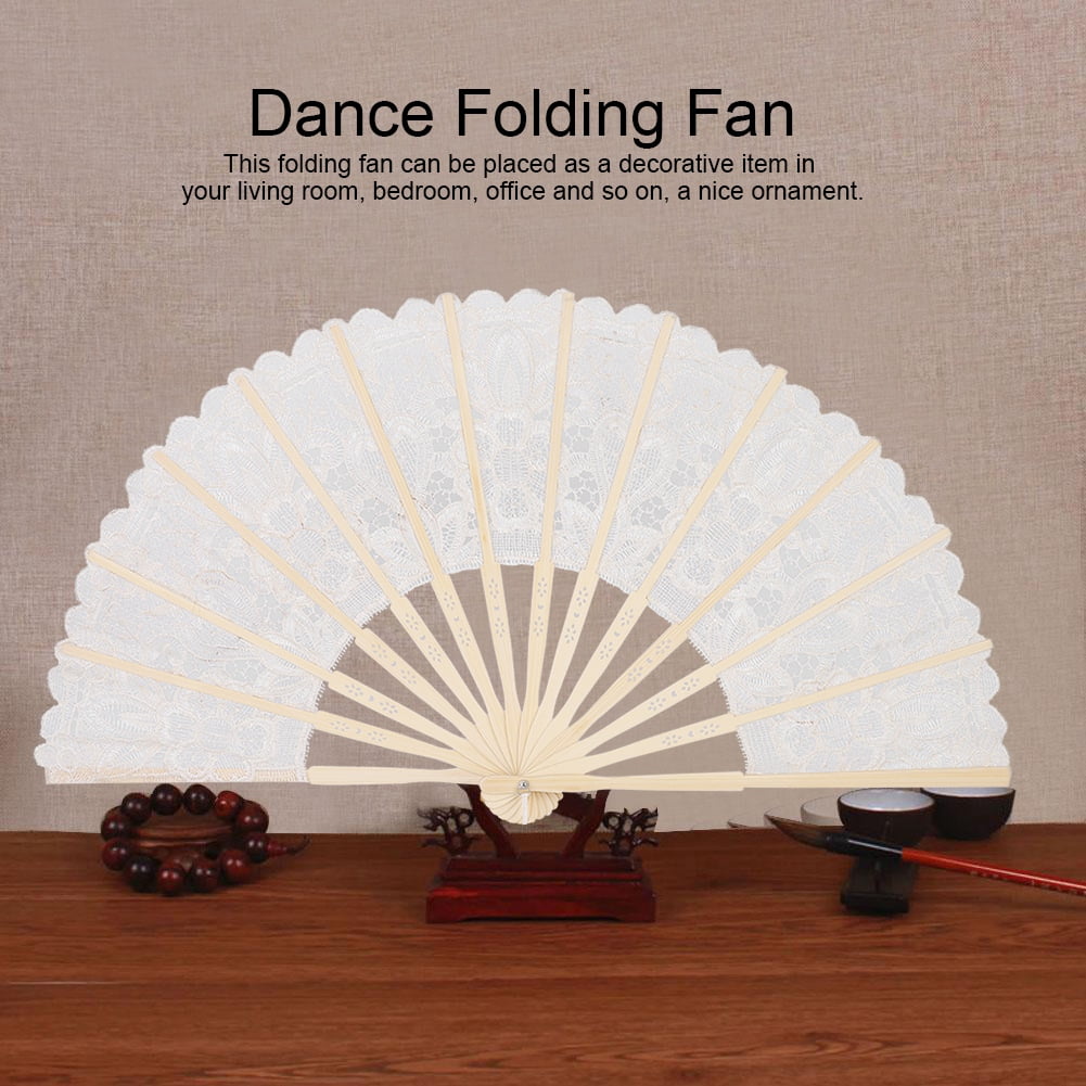 Bleu-24cm--Ventilateurs Pliants Décoratifs En Dentelle, Fleurs De Roses