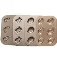 thumbnail image 4 of 6-Cavity Non-Stick Carbon Steel Baking Mold with Fish, Rabbit & Bear Shapes - Versatile Cake Pan for Baking Enthusiasts, Ideal for Home Bakers, Multi-Purpose Baking Tool, Packaged in OPP Bag (Pig, 4 of 6