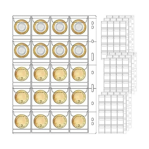10 PáGinas de ColeccióN Monedas Bolsillo con 9 Agujeros para Fundas áLbumes la MayoríA las Insignias Sellos Monedas, Etc.