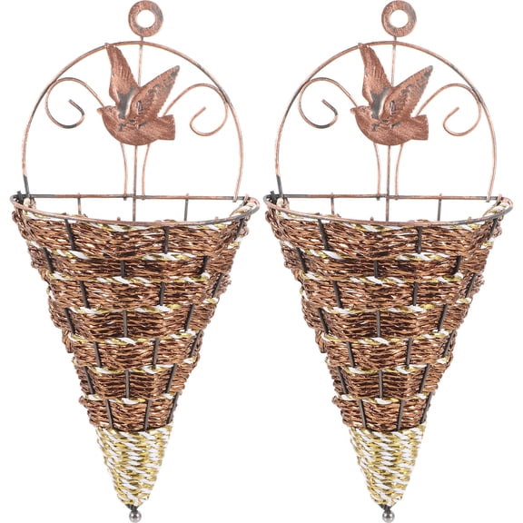 Nicehomfit 2Pcs Hanging Floral Basket Decorative Wall Mounted for Indoor Decoration