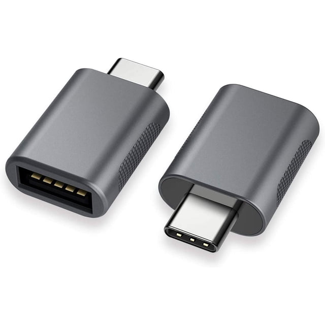 Adaptador USB C a USB (paquete de 2), Adaptador USB-C a USB 3.0, Adaptador USB Type-C a USB, Adaptador Thunderbolt 3 a USB hembra OTG para MacBook Air 2020, iPad Pro 2020 (gris espacial) brillar Electrónica