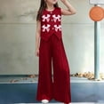 thumbnail image 2 of Fesfesfes Girls Bow Tie Sleeveless Vest and Wide Leg Pleated Pants Set Casual Summer Outfit for Kids 2 to 9 Years Old Solid Color Blouse and Trousers Playwear(Wine,3-4 Years), 2 of 9
