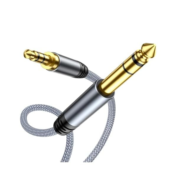 wonima44 Highwings 1/4 to 1/8 Cable Stereo Audio Cable, 6.35mm 1/4" Male to 3.5mm 1/8" Male TRS Bidirectional Stereo Audio Cable Jack for Guitar, Home Theater Devices, Speaker and Amplifiers (15FT)